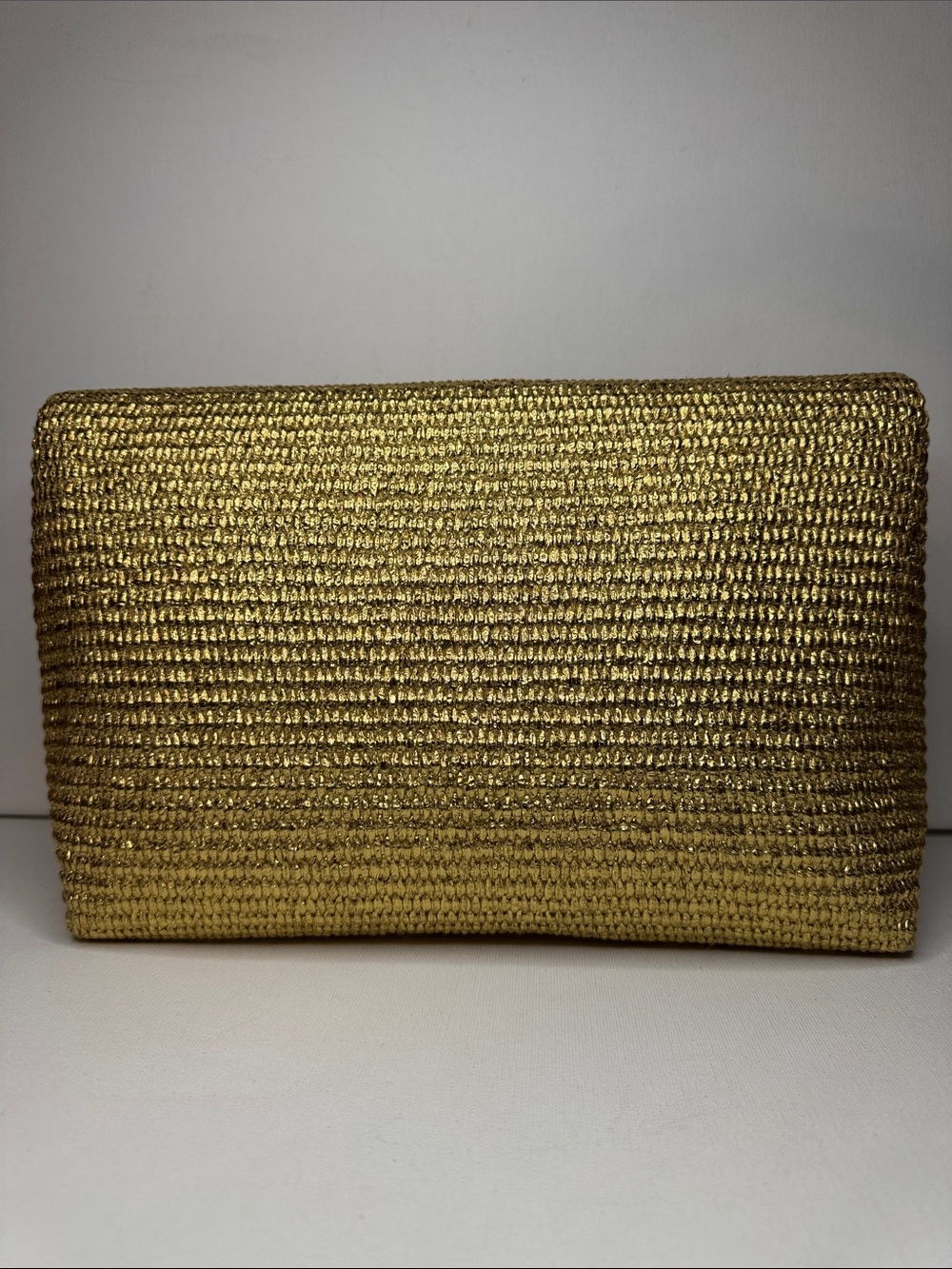 Cult Gaia Gold Metallic Raffia Shanti Fringe Clutch Bag - Picture 2 of 13